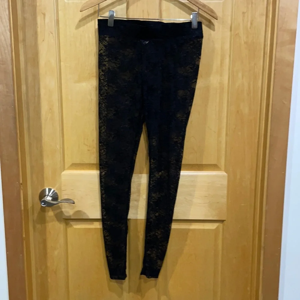 Bozzolo black lace leggings elastic waist New sz S - Picture 2 of 7